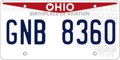 OH license plate GNB8360