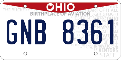 OH license plate GNB8361