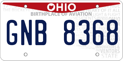 OH license plate GNB8368