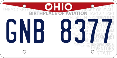 OH license plate GNB8377