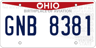 OH license plate GNB8381