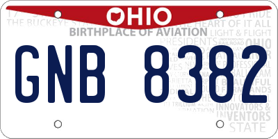 OH license plate GNB8382