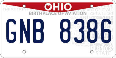 OH license plate GNB8386
