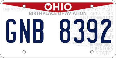 OH license plate GNB8392