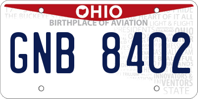 OH license plate GNB8402