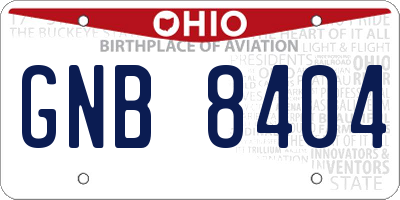 OH license plate GNB8404