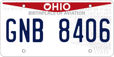 OH license plate GNB8406