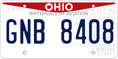 OH license plate GNB8408