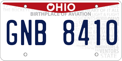 OH license plate GNB8410