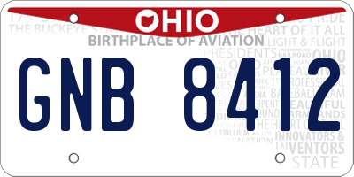 OH license plate GNB8412