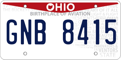 OH license plate GNB8415