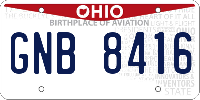 OH license plate GNB8416