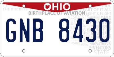 OH license plate GNB8430