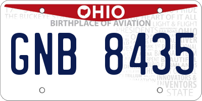 OH license plate GNB8435