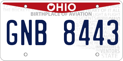 OH license plate GNB8443