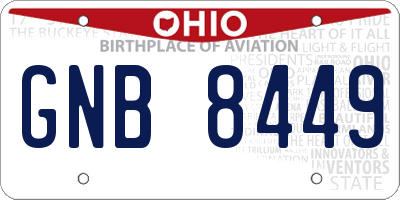 OH license plate GNB8449