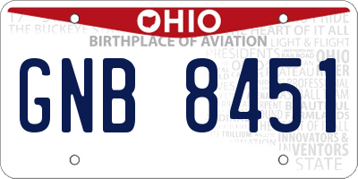 OH license plate GNB8451