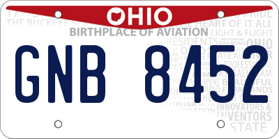 OH license plate GNB8452