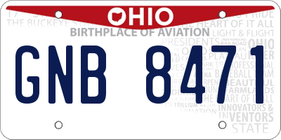 OH license plate GNB8471