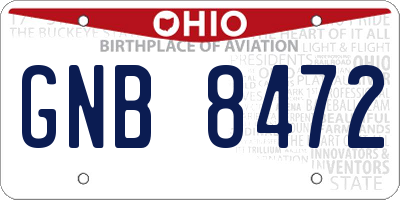 OH license plate GNB8472