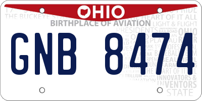 OH license plate GNB8474