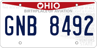 OH license plate GNB8492