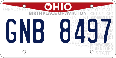 OH license plate GNB8497
