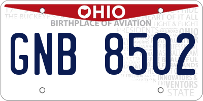 OH license plate GNB8502