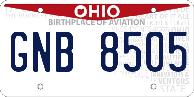 OH license plate GNB8505
