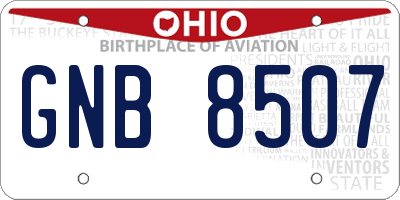 OH license plate GNB8507