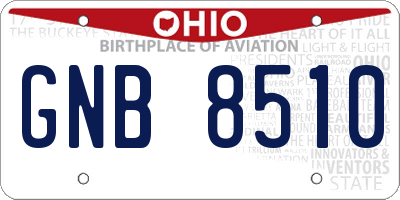 OH license plate GNB8510