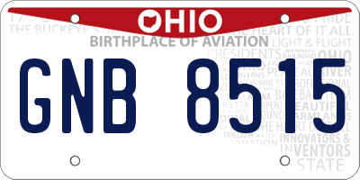 OH license plate GNB8515
