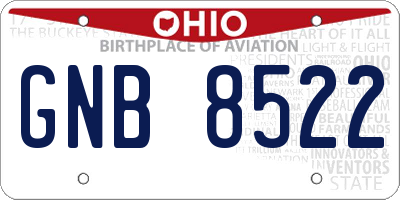 OH license plate GNB8522