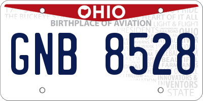 OH license plate GNB8528