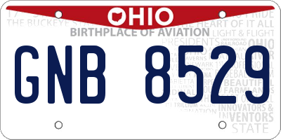 OH license plate GNB8529
