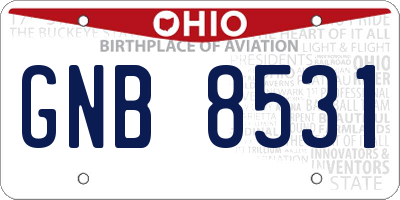 OH license plate GNB8531