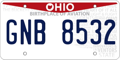 OH license plate GNB8532