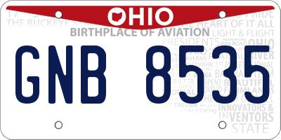 OH license plate GNB8535