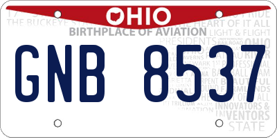 OH license plate GNB8537