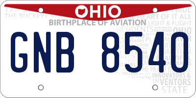 OH license plate GNB8540