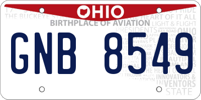 OH license plate GNB8549