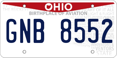 OH license plate GNB8552