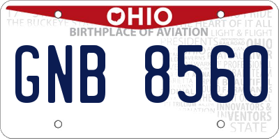 OH license plate GNB8560