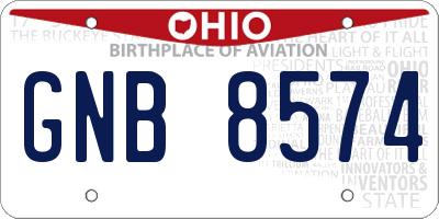OH license plate GNB8574