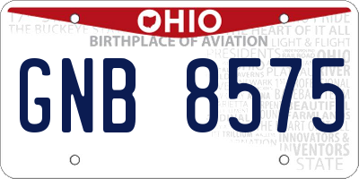 OH license plate GNB8575