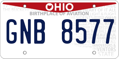OH license plate GNB8577