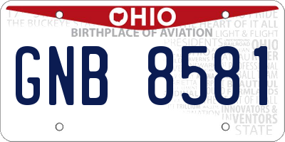 OH license plate GNB8581