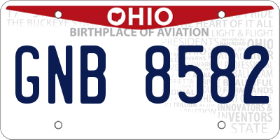 OH license plate GNB8582