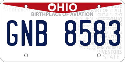 OH license plate GNB8583