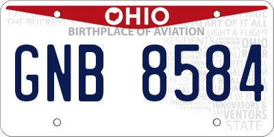 OH license plate GNB8584
